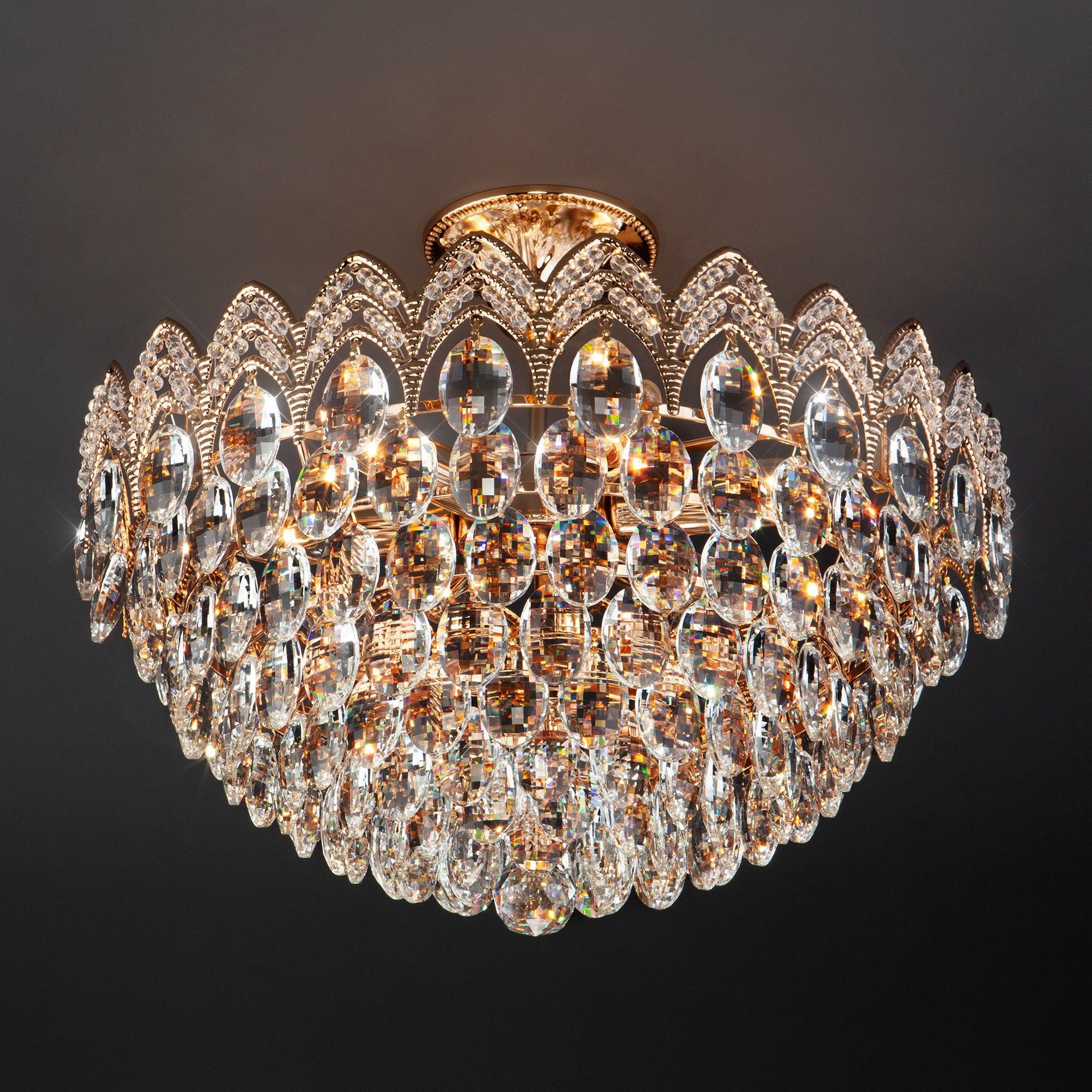 Потолочная хрустальная люстра Eurosvet Malvina 3649/6 золото/прозрачный хрусталь  Strotskis