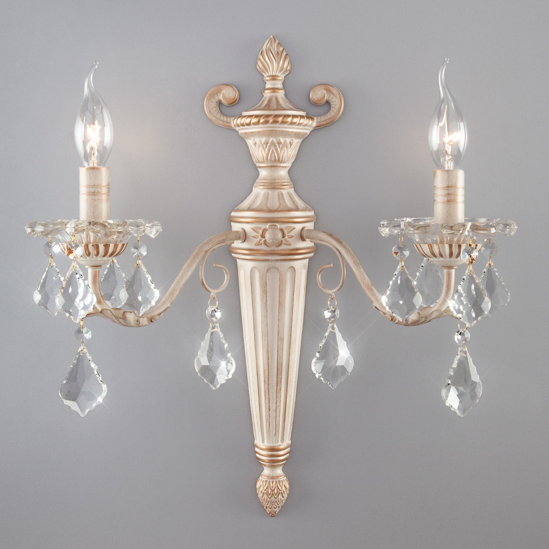 Настенное бра Eurosvet Demma 3641/2 белый с золотом/прозрачный хрусталь Strotskis