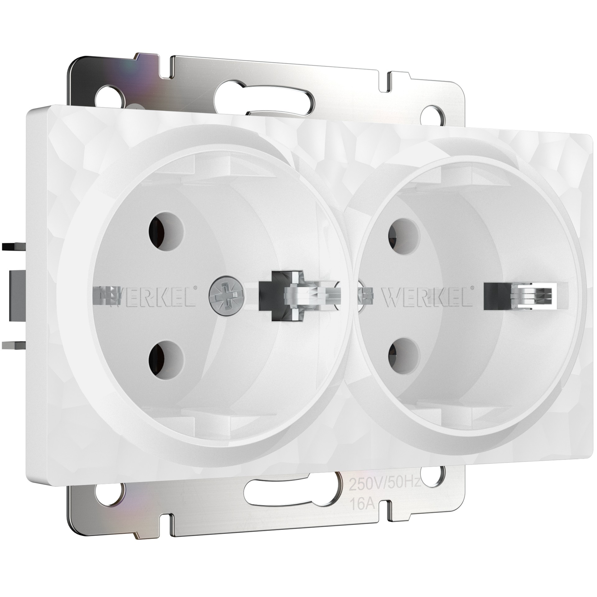 Розетка Werkel W1272001/ Розетка двойная с заземлением (hammer белый)