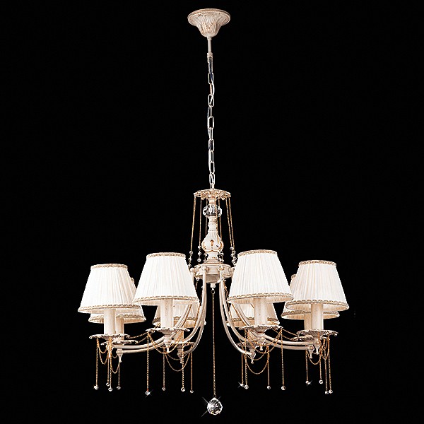 Подвесная люстра Eurosvet Dominique 10149/8 белый с золотом/прозрачный хрусталь Strotskis