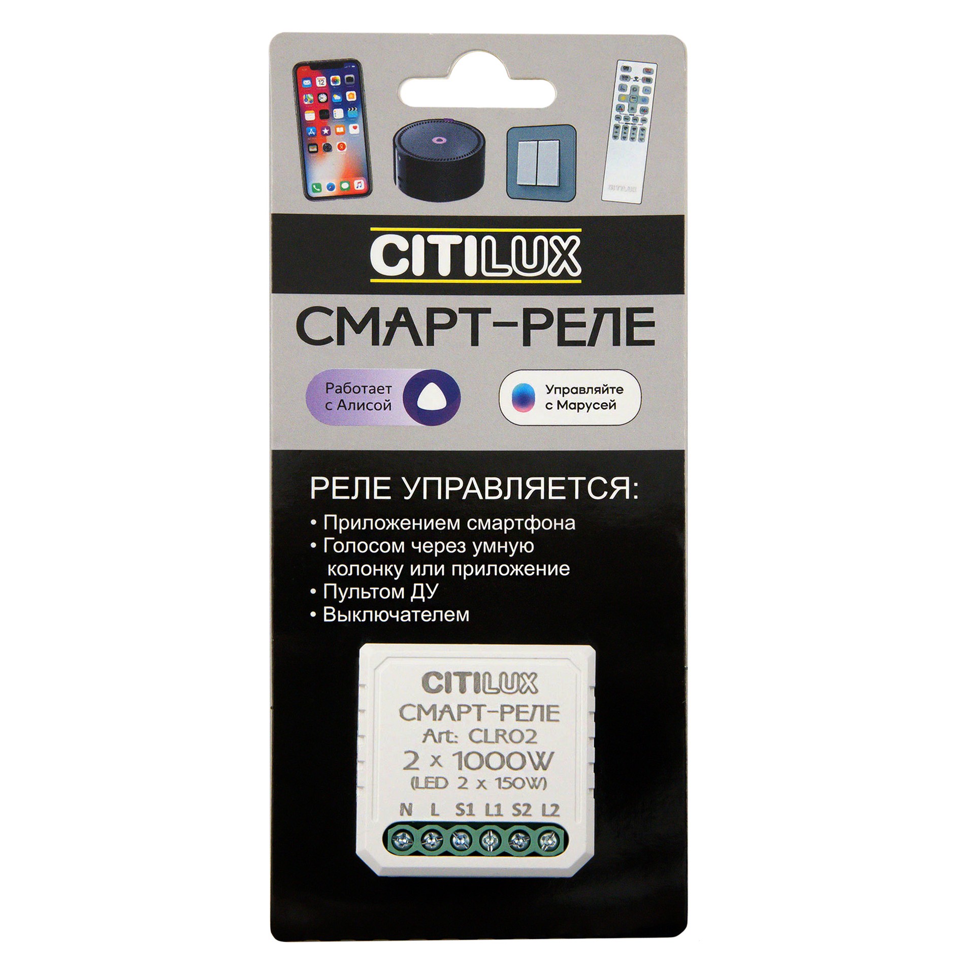 Смарт-Реле Умное 2-х канальное Citilux Смарт CLR02