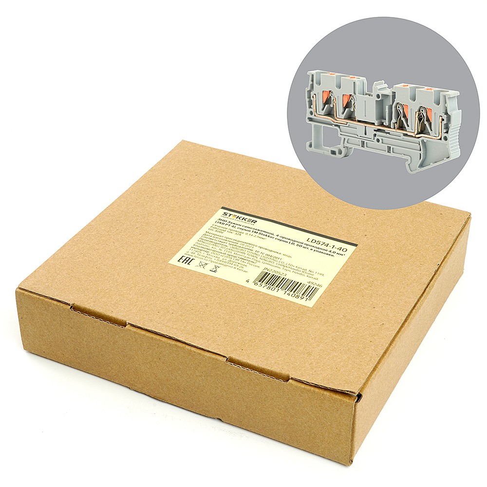 Зажим самозажимной, 4-проводной проходной 4,0 мм Stekker 49246 49246