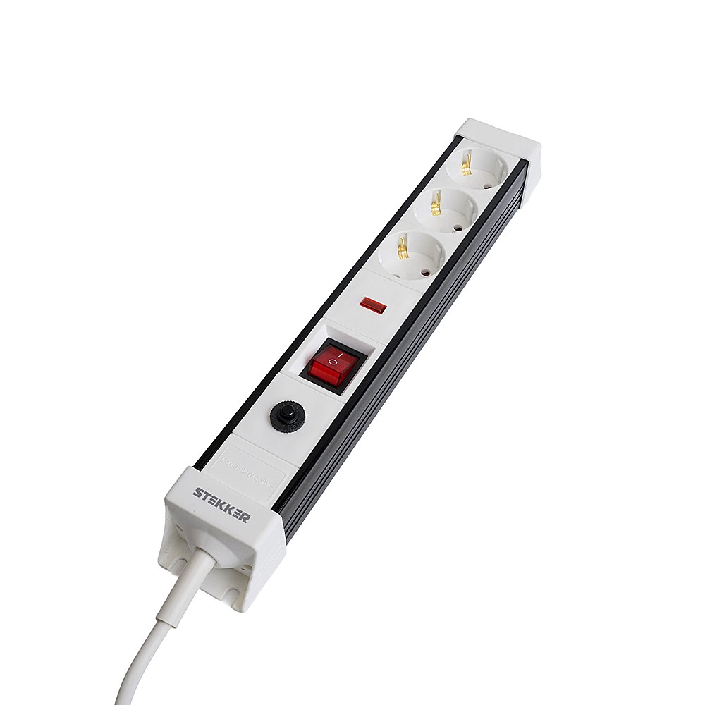 Сетевой фильтр 3-местный с/з 3x1мм2, 1,8 м, Stekker Techno 50144