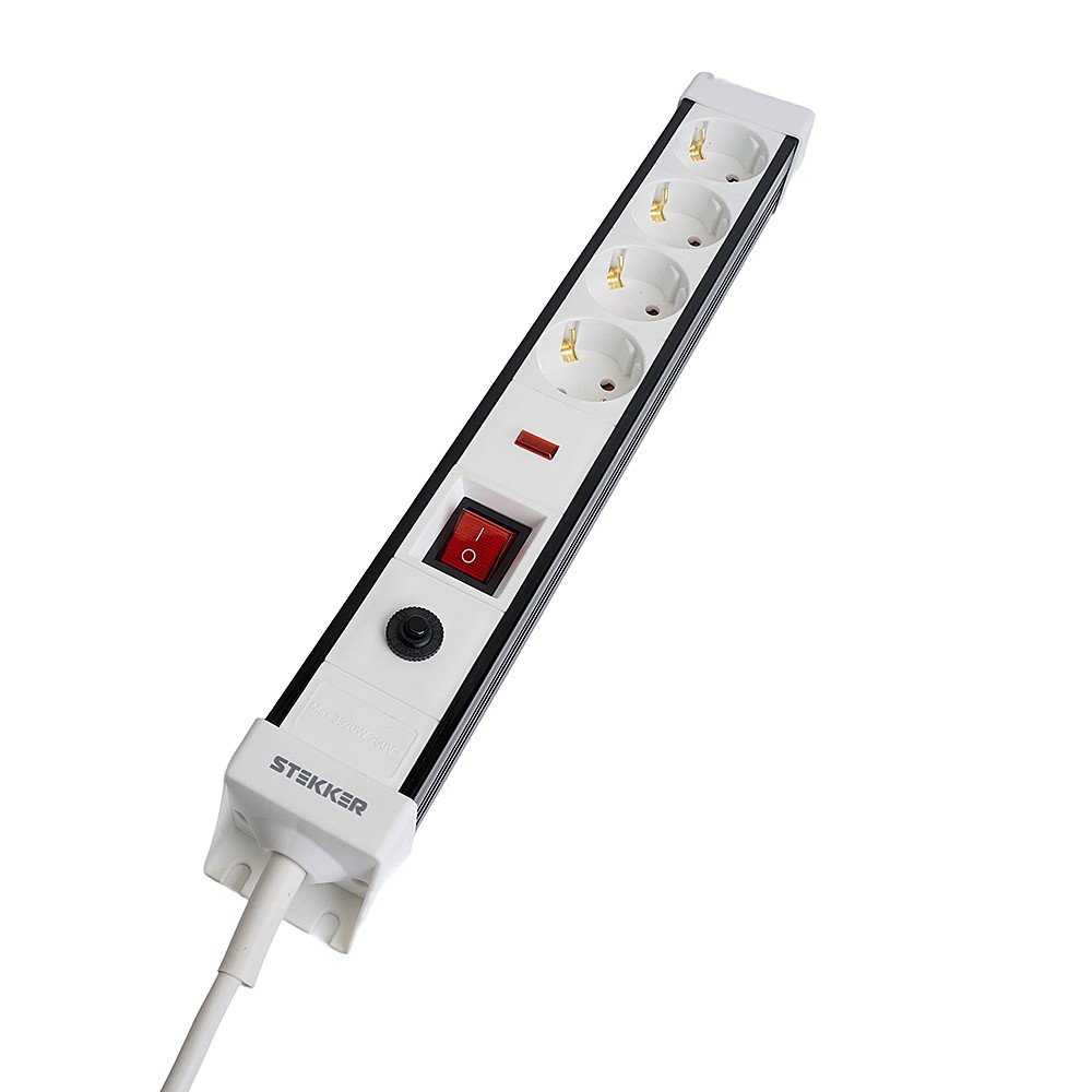 Сетевой фильтр 4-местный с/з 3x1мм2, 1,8 м, Stekker Techno 50147