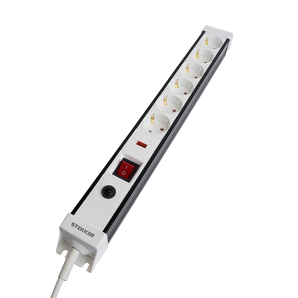 Сетевой фильтр 6-местный с/з 3x1мм2, 3 м, Stekker Techno 50151