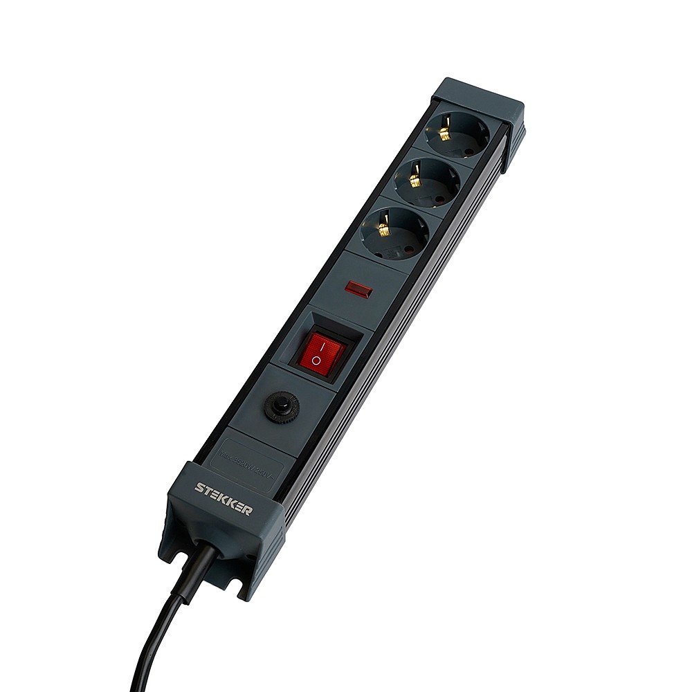 Сетевой фильтр 3-местный с/з 3x1мм2, 5 м, Stekker Techno 50155