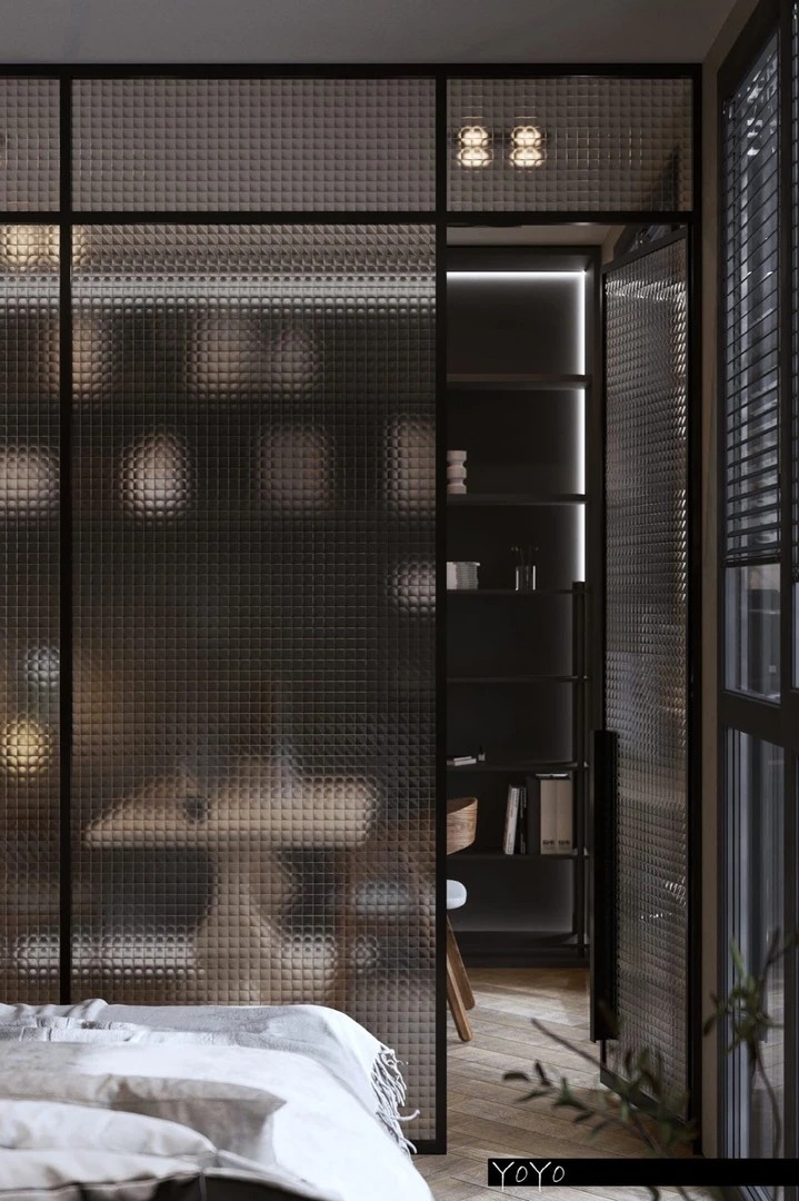 Концептуальный проект спальни в частном доме в стиле эко-минимализм.