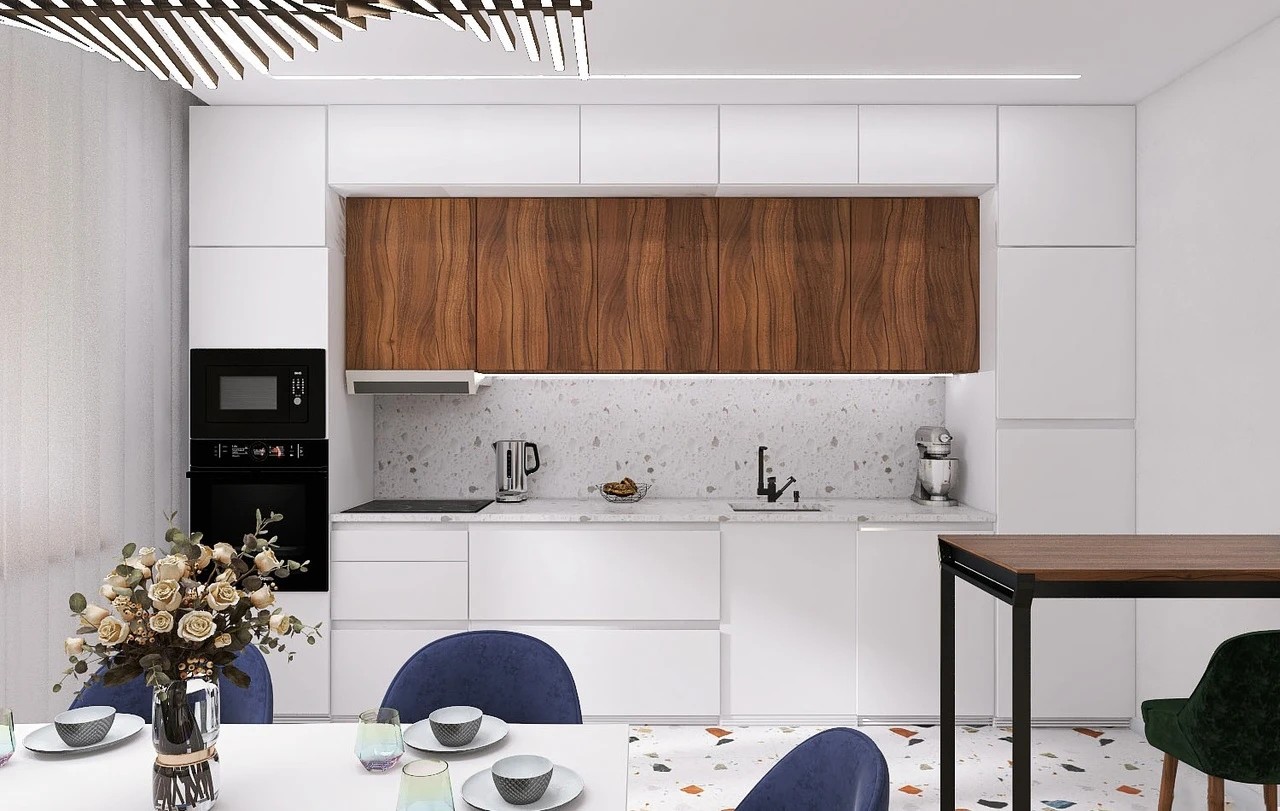 Белая спальня-гостиная с акцентами