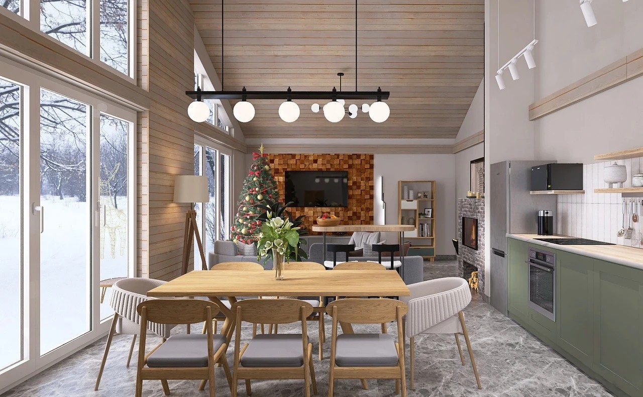 Кухня-гостиная в загородном доме