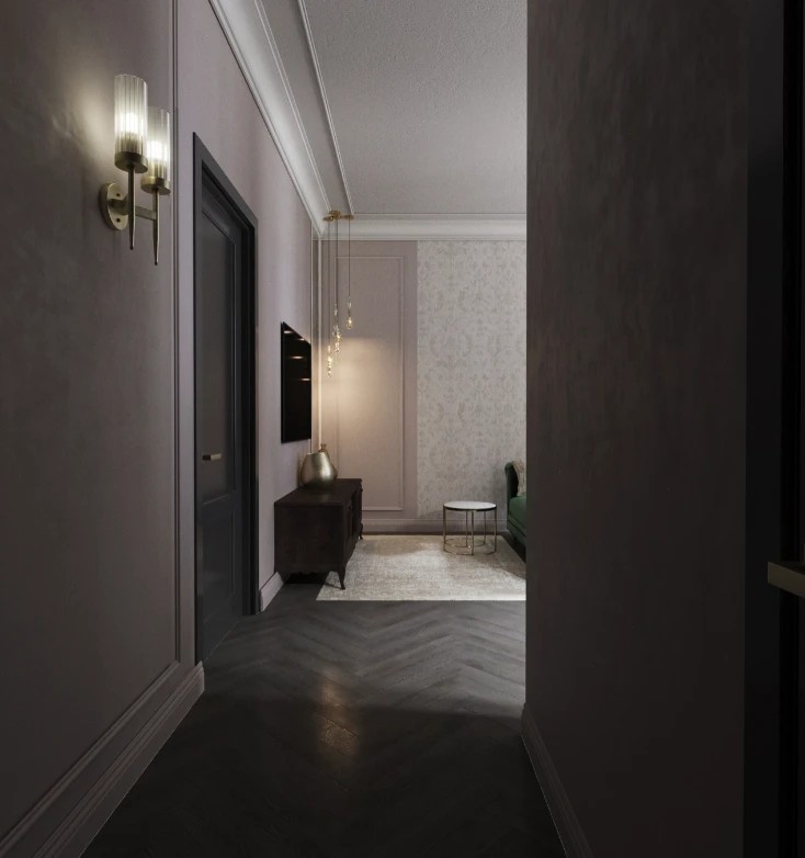 Квартира в темных тонах, Современная Классика, 70 м. кв.