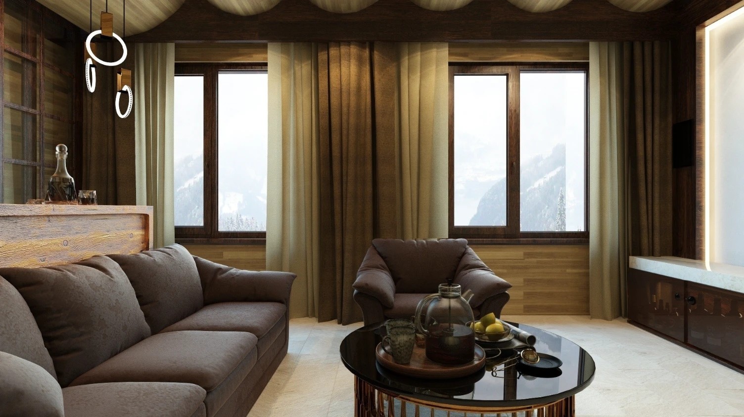 Шале на горе Можайская в 3 этажа. Стиль модерн + шале.