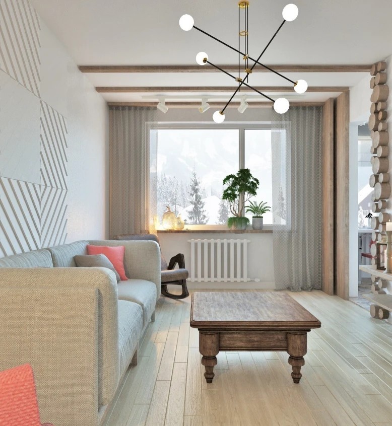 3х комнатная квартира для двух человек. Скандинавский стиль.