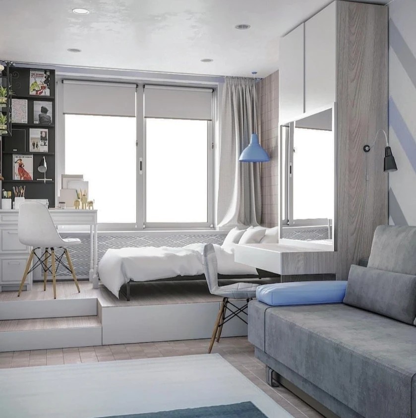 Однокомнатная квартира для студентки. Скандинавский стиль.