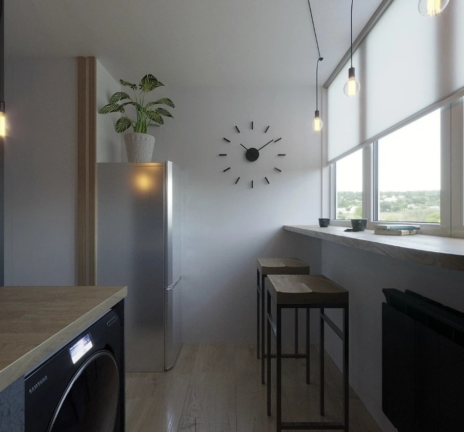 Кухня 5.5 м. кв. в стиле лофт.