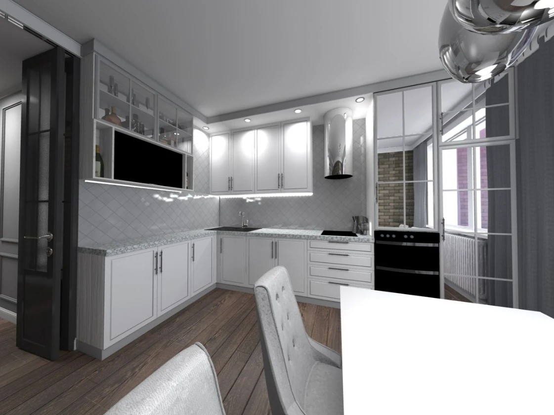 Двухкомнатная квартира стиль неоклассика + скандинавский