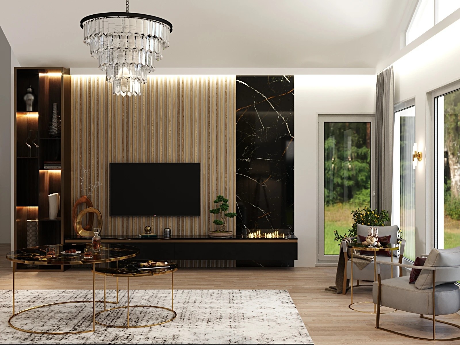 Дизайн гостиной загородного дома