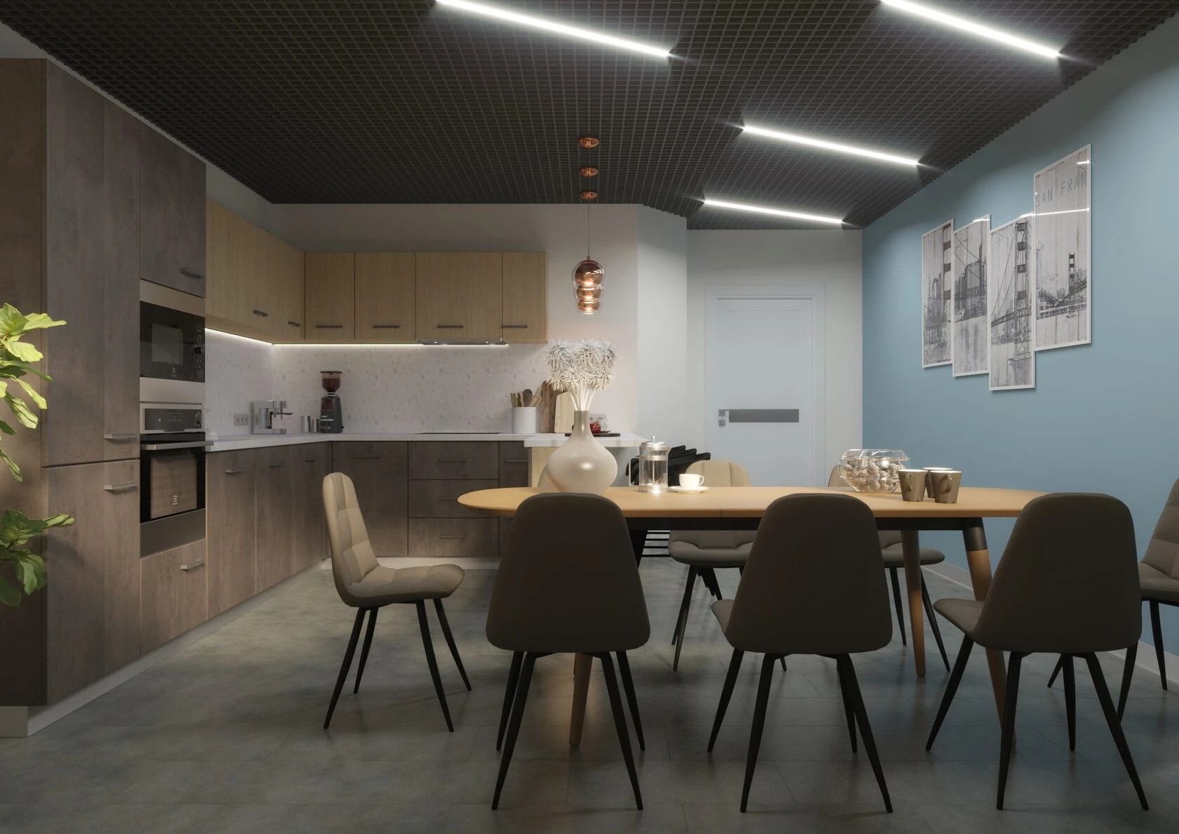 Дизайн-проект КУХНЯ - СТОЛОВАЯ В ОФИСЕ