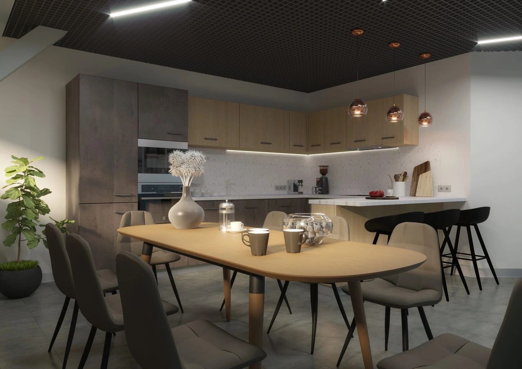 Дизайн-проект КУХНЯ - СТОЛОВАЯ В ОФИСЕ