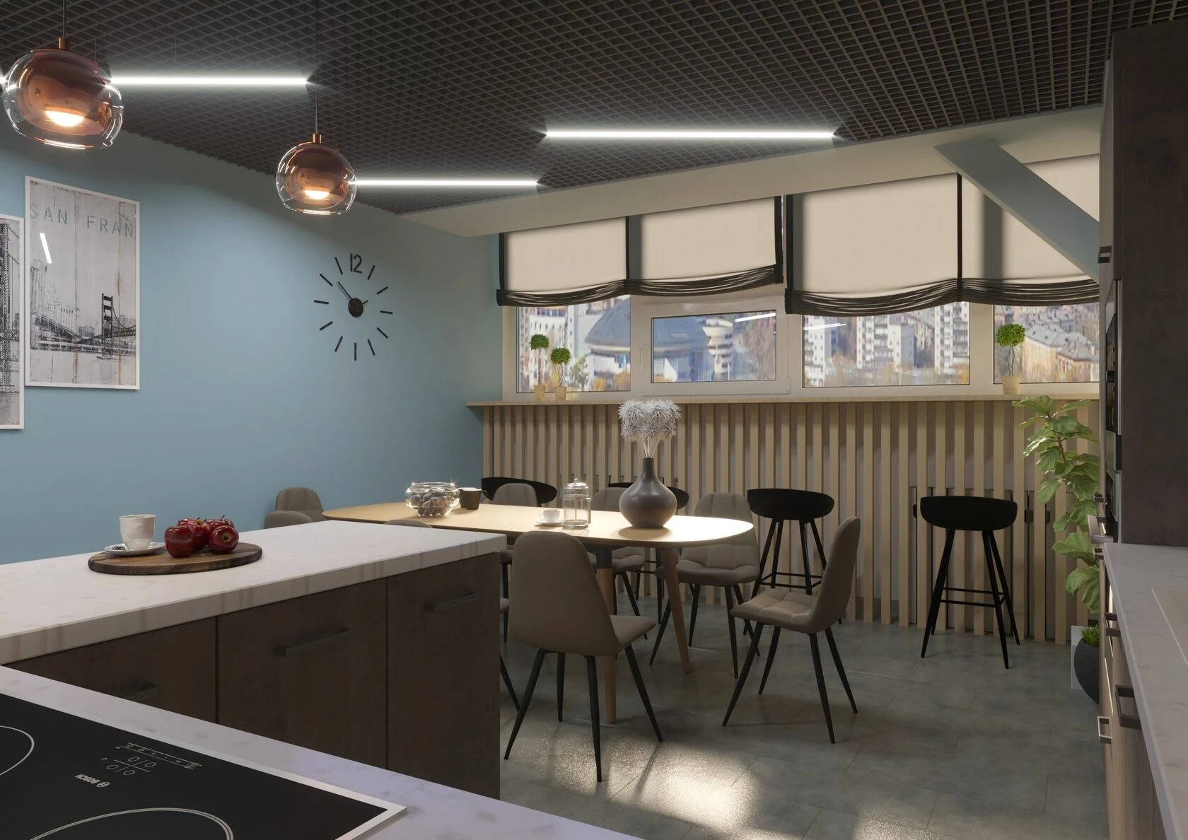 Дизайн-проект КУХНЯ - СТОЛОВАЯ В ОФИСЕ