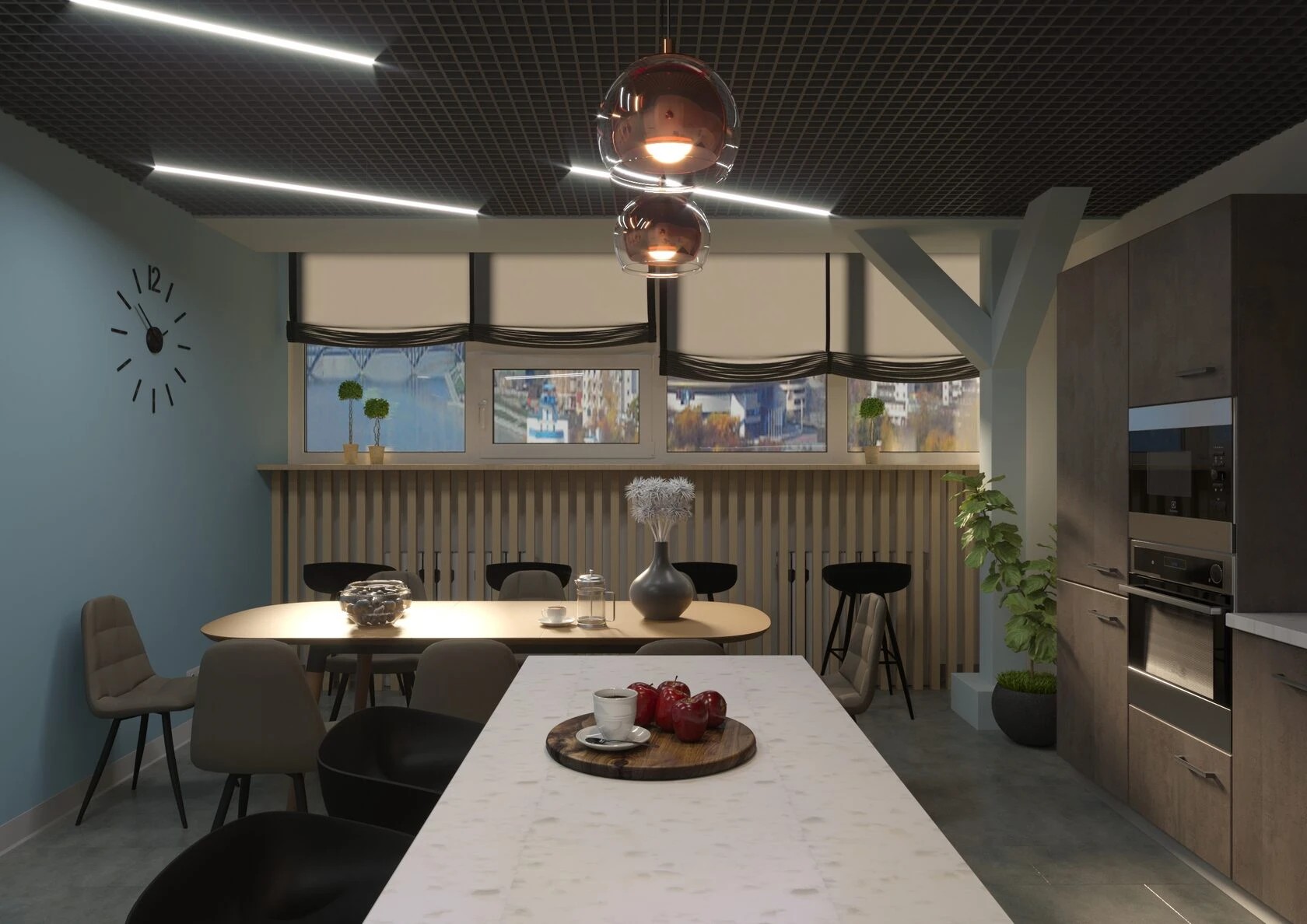 Дизайн-проект КУХНЯ - СТОЛОВАЯ В ОФИСЕ