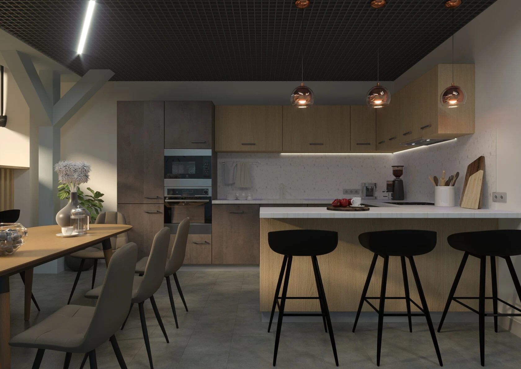 Дизайн-проект КУХНЯ - СТОЛОВАЯ В ОФИСЕ