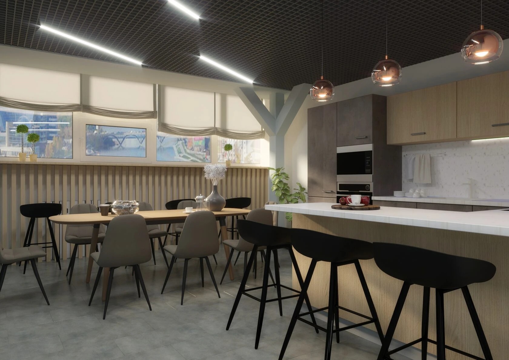Дизайн-проект КУХНЯ - СТОЛОВАЯ В ОФИСЕ