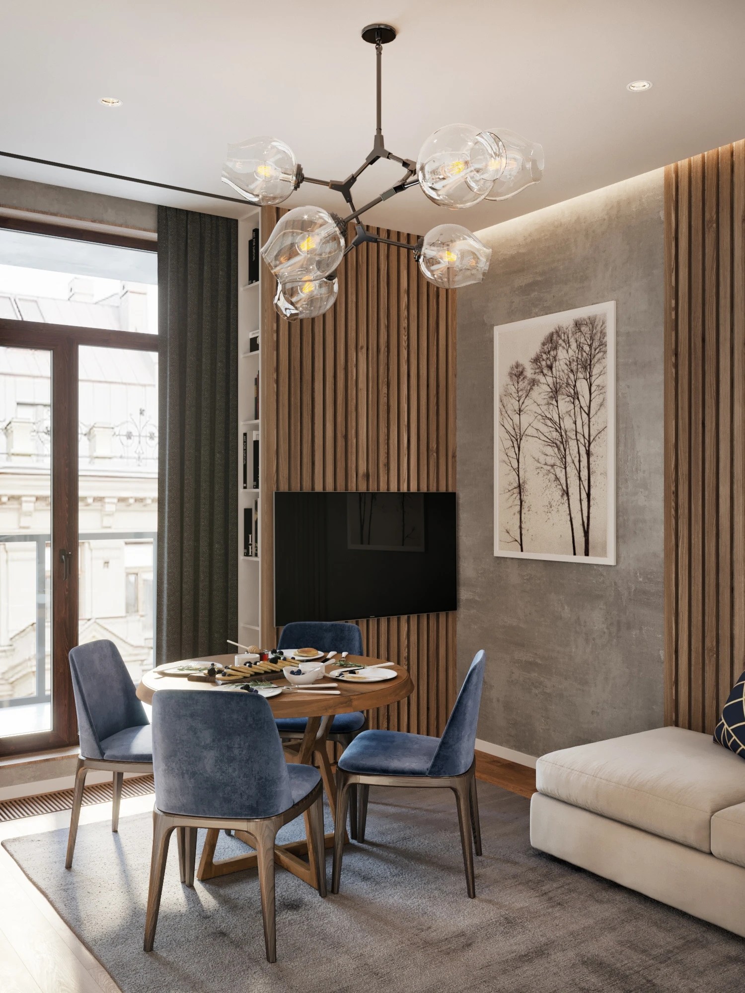 Кухней-гостиной в современном стиле.