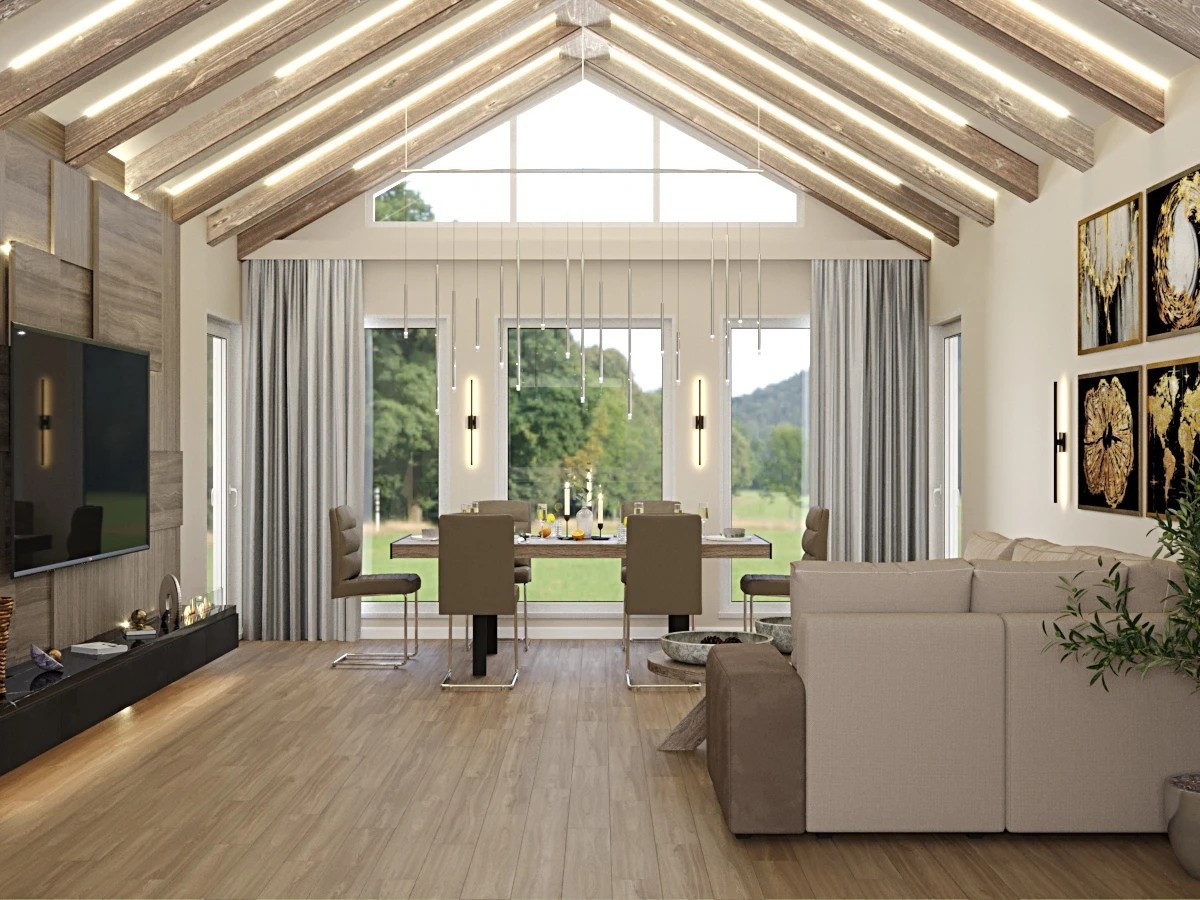 Дизайн гостиной загородного дома