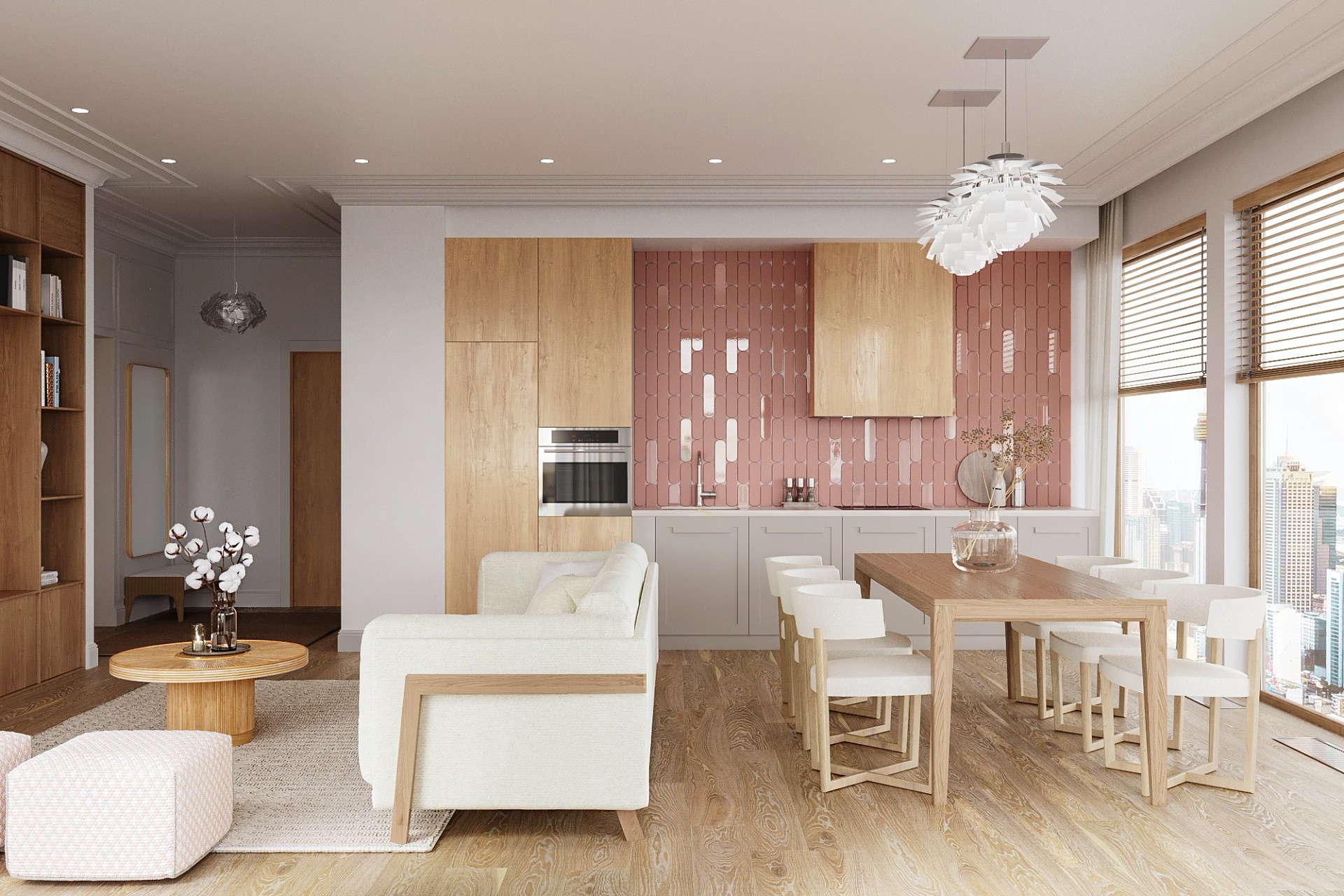 Проект кухни-гостиной в комплексе Neva Towers
