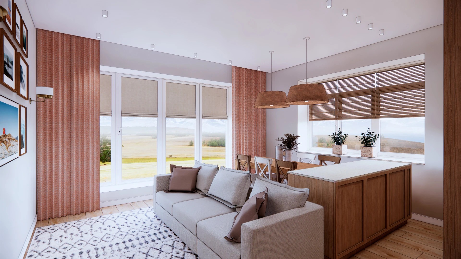 Проект гостиной загородного дома, 25 кв. м