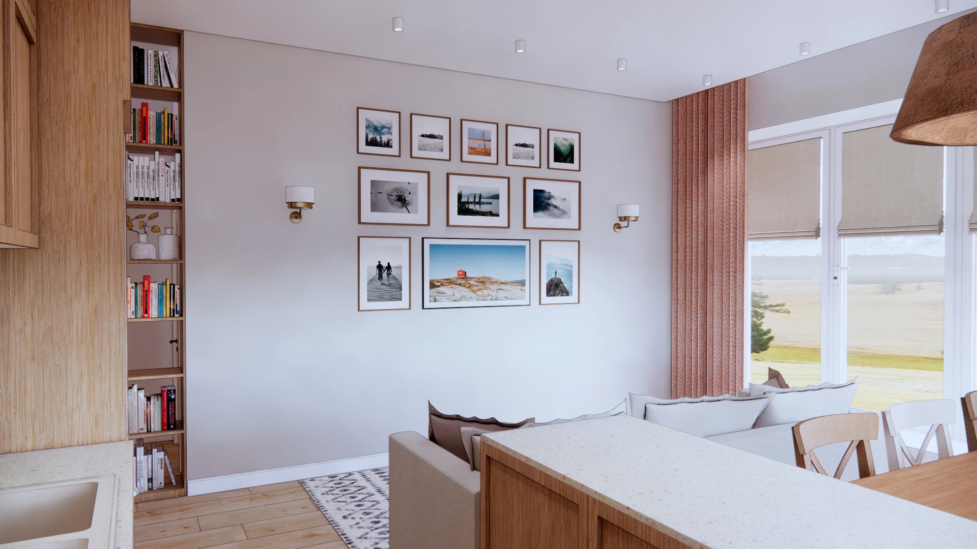 Проект гостиной загородного дома, 25 кв. м