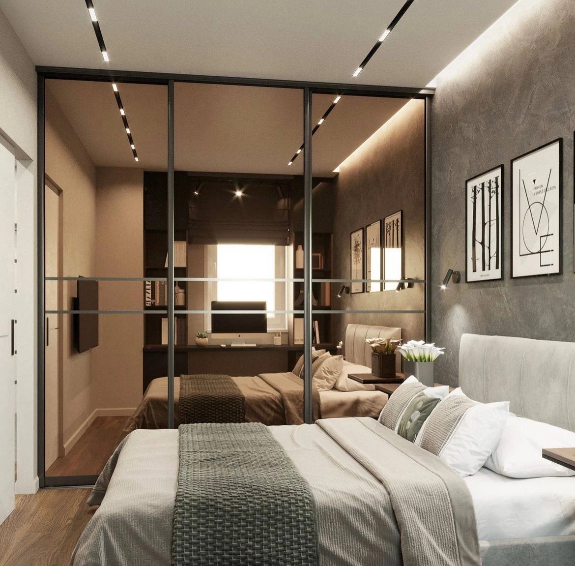 Дизайн-проекты спальни с рабочим местом