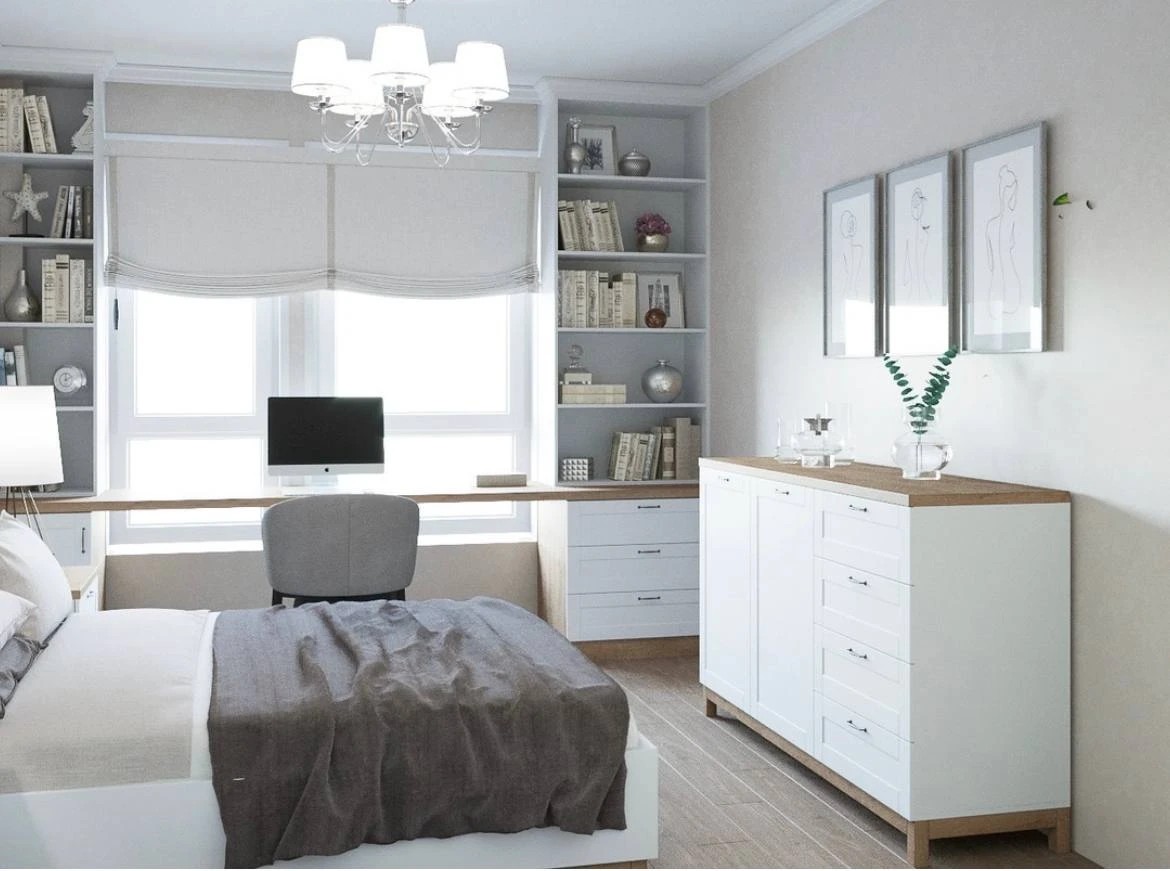 Дизайн-проекты спальни с рабочим местом