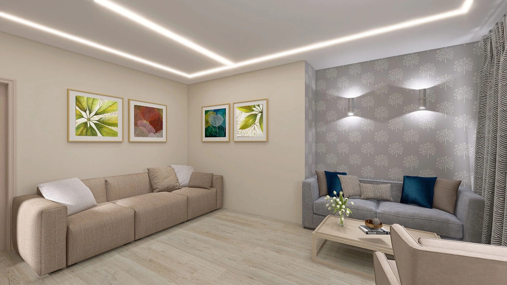 Концептуальная визуализация в 3 вариантах. Гостиная