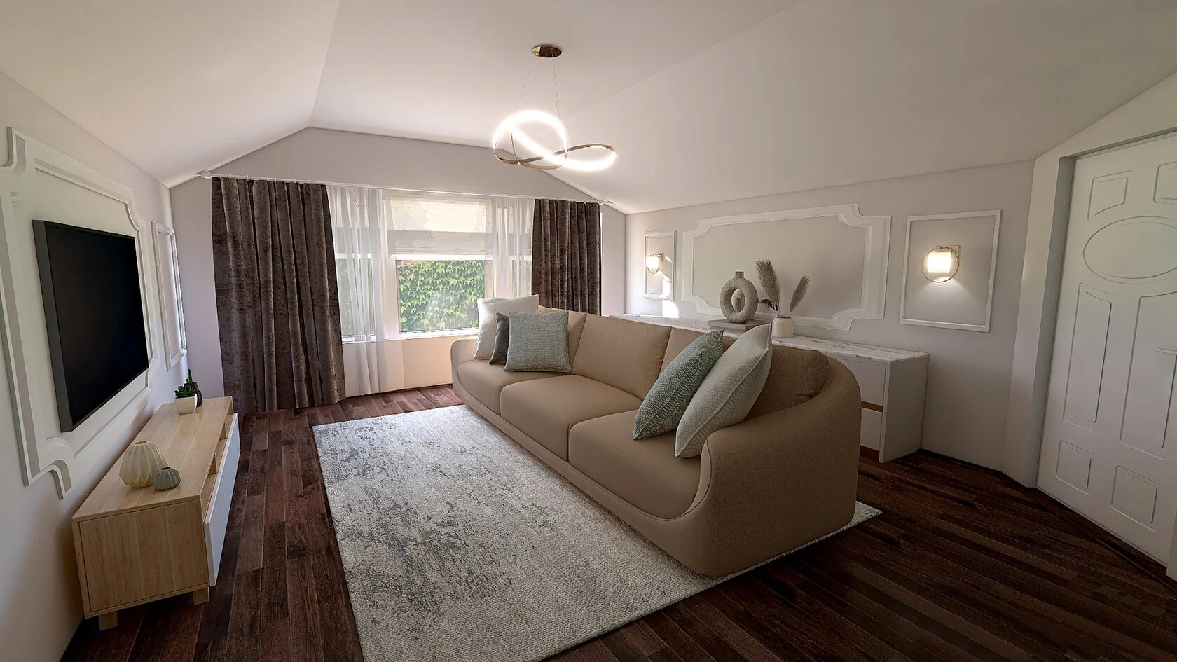 Гостиная комната. Концептуальный дизайн 3 варианта расстановки