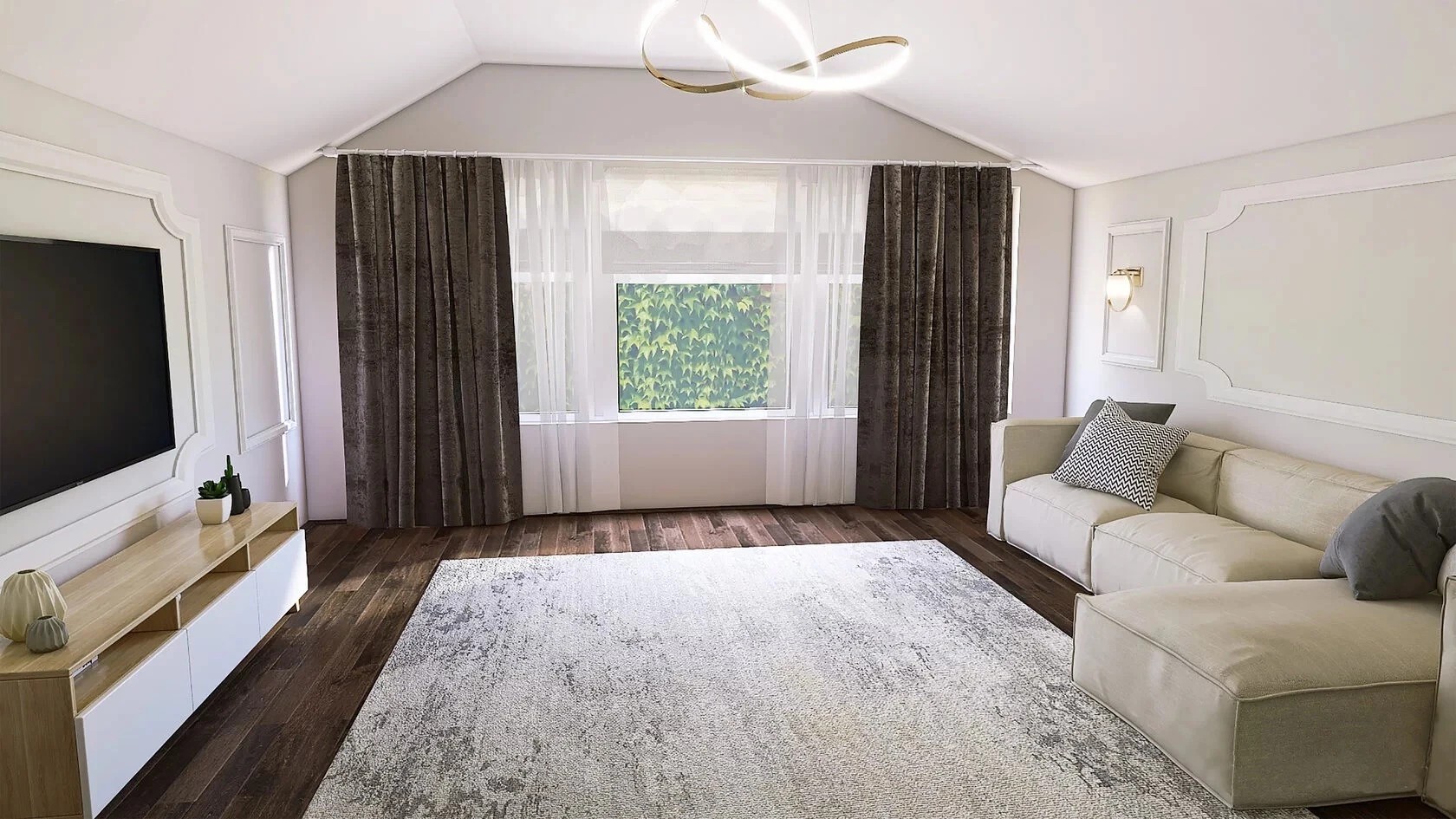 Гостиная комната. Концептуальный дизайн 3 варианта расстановки