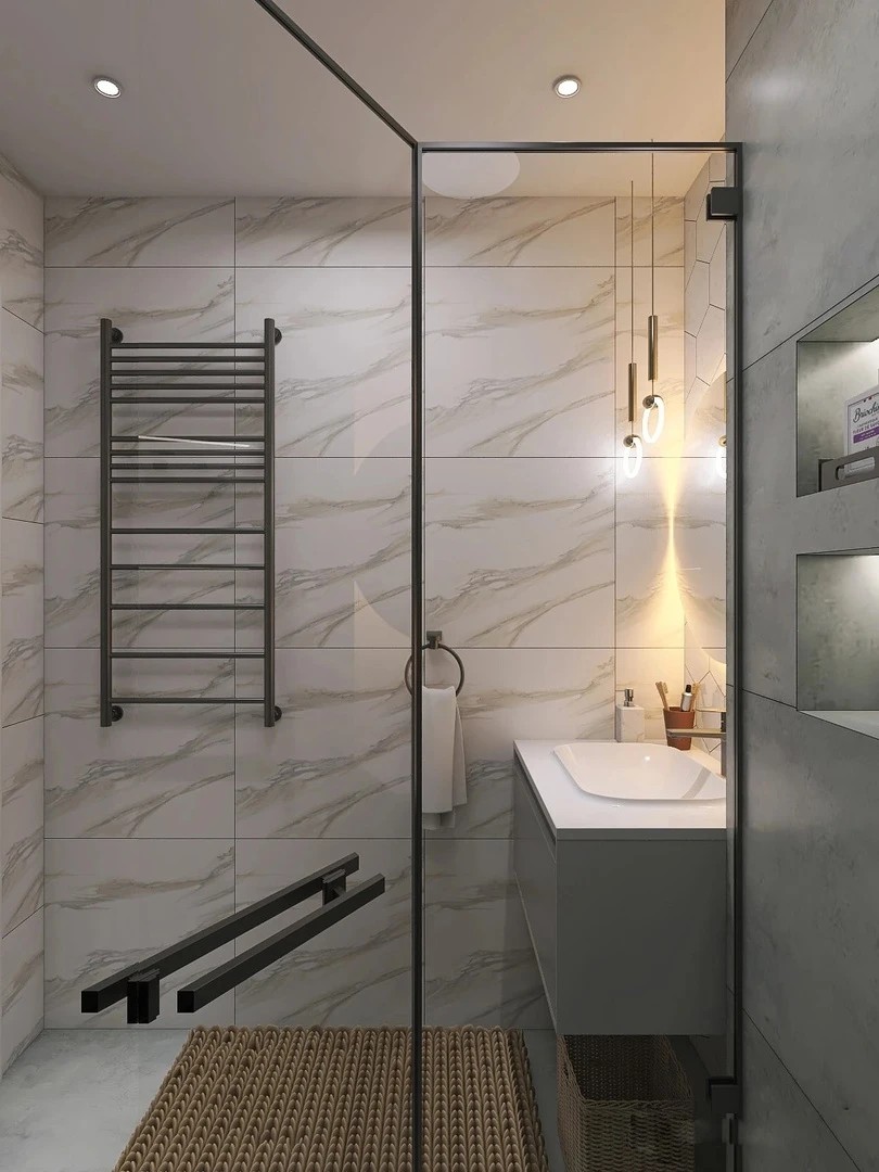 Дизайн ванной комнаты на объекте в ЖК Апельсин, г. Севастополь