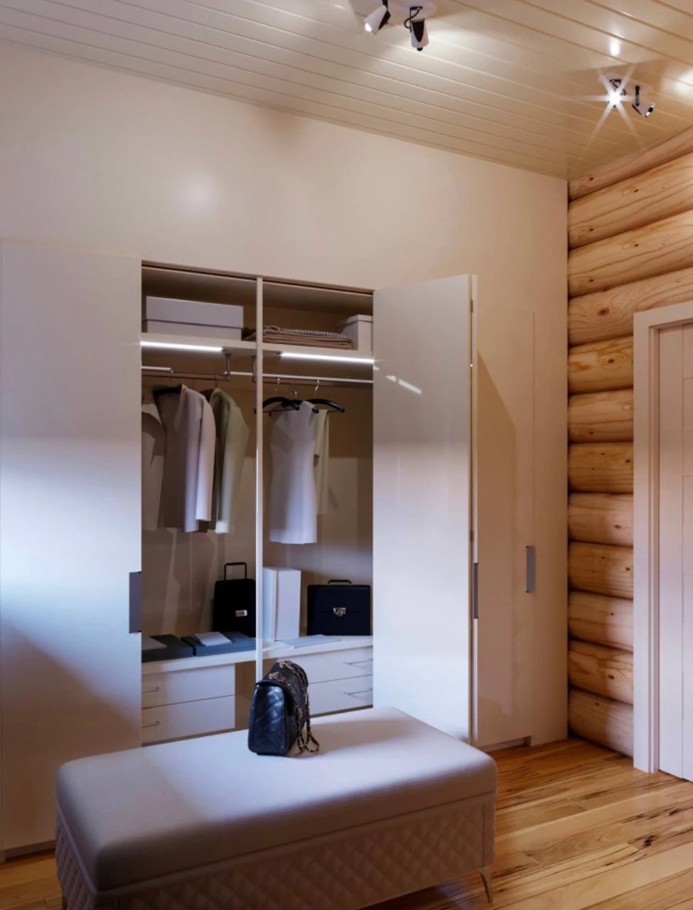 Современный стиль в бревенчатом доме в КП FAMILY CLUB