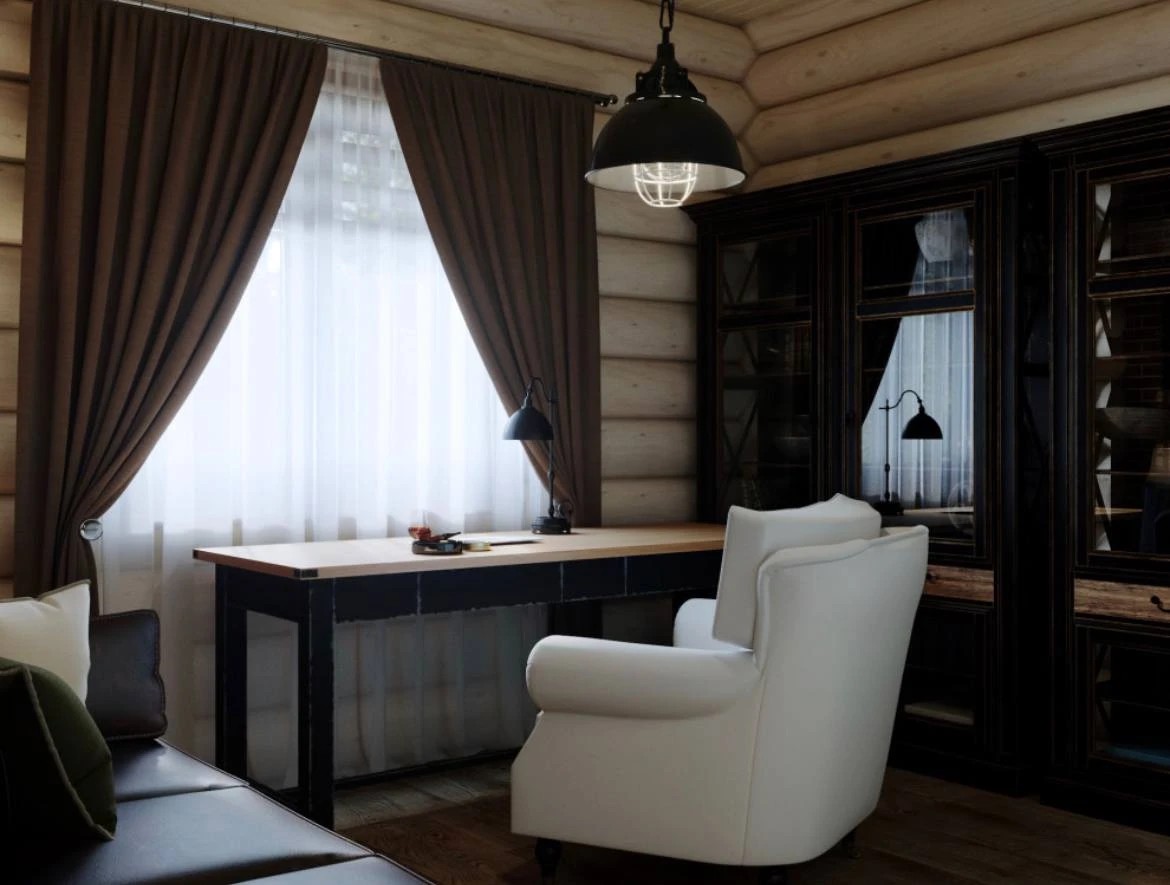 Современный стиль в бревенчатом доме в КП FAMILY CLUB