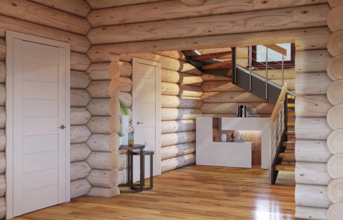 Современный стиль в бревенчатом доме в КП FAMILY CLUB