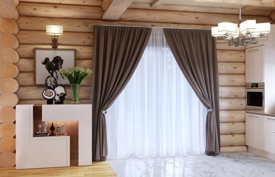 Современный стиль в бревенчатом доме в КП FAMILY CLUB