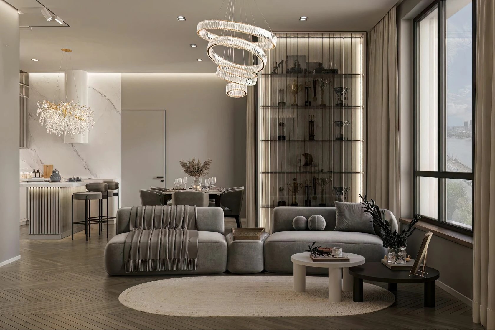 Квартира  в стиле современна классика с чудесными видами на Москву-реку