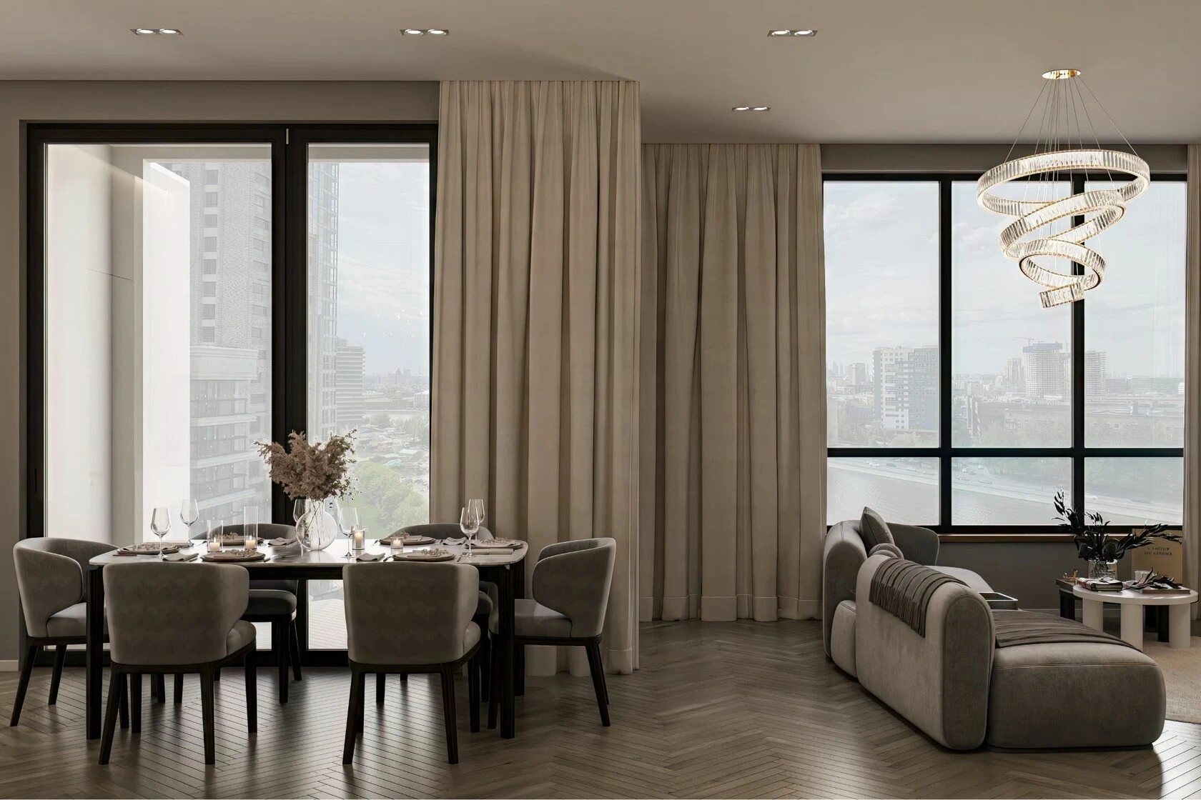 Квартира  в стиле современна классика с чудесными видами на Москву-реку