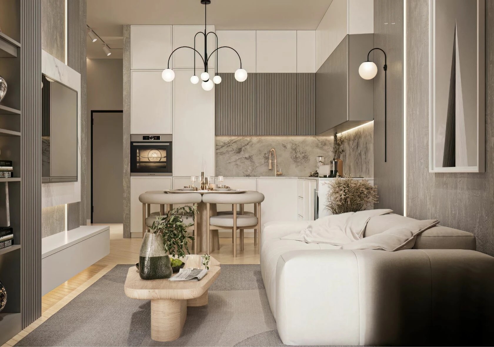 Брутальная однушка в современном стиле с элементами неоклассики