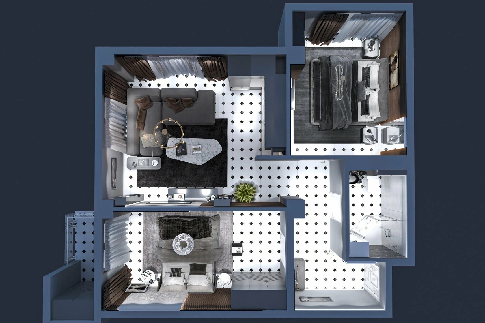 3-комнатная квартира в стиле минимализм с элементами современной классики