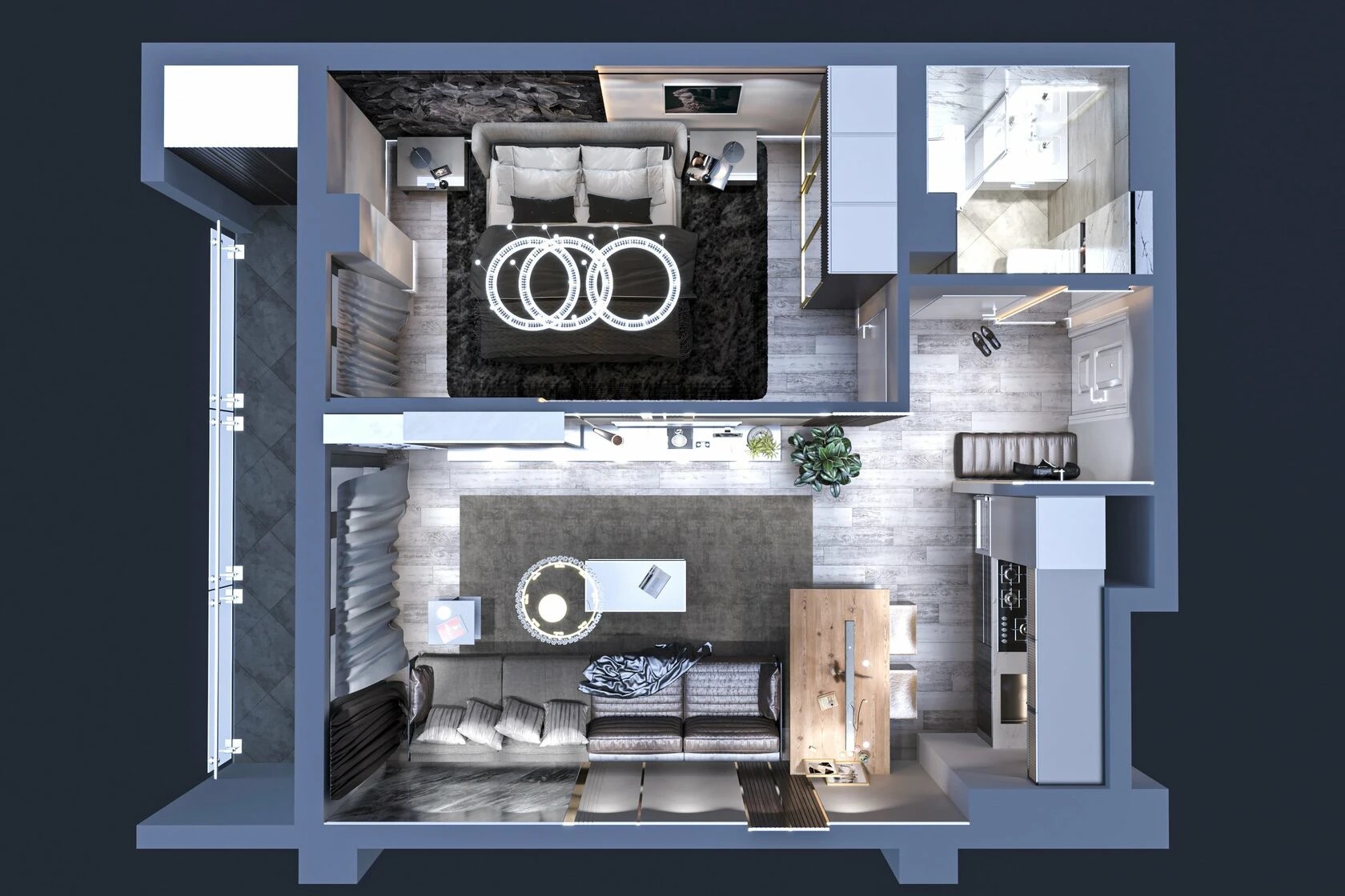 2-комнатная квартира в стиле ар-деко