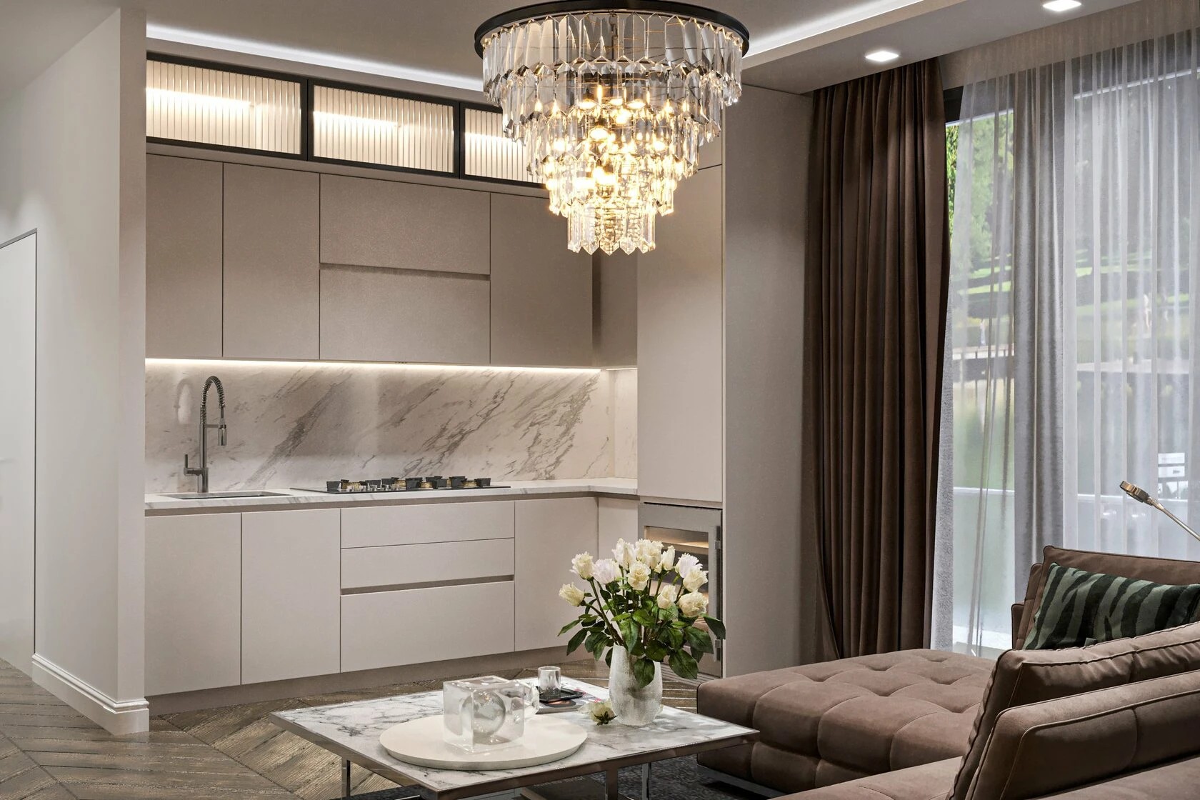 3-комнатная квартира в современном стиле с элементами неоклассики