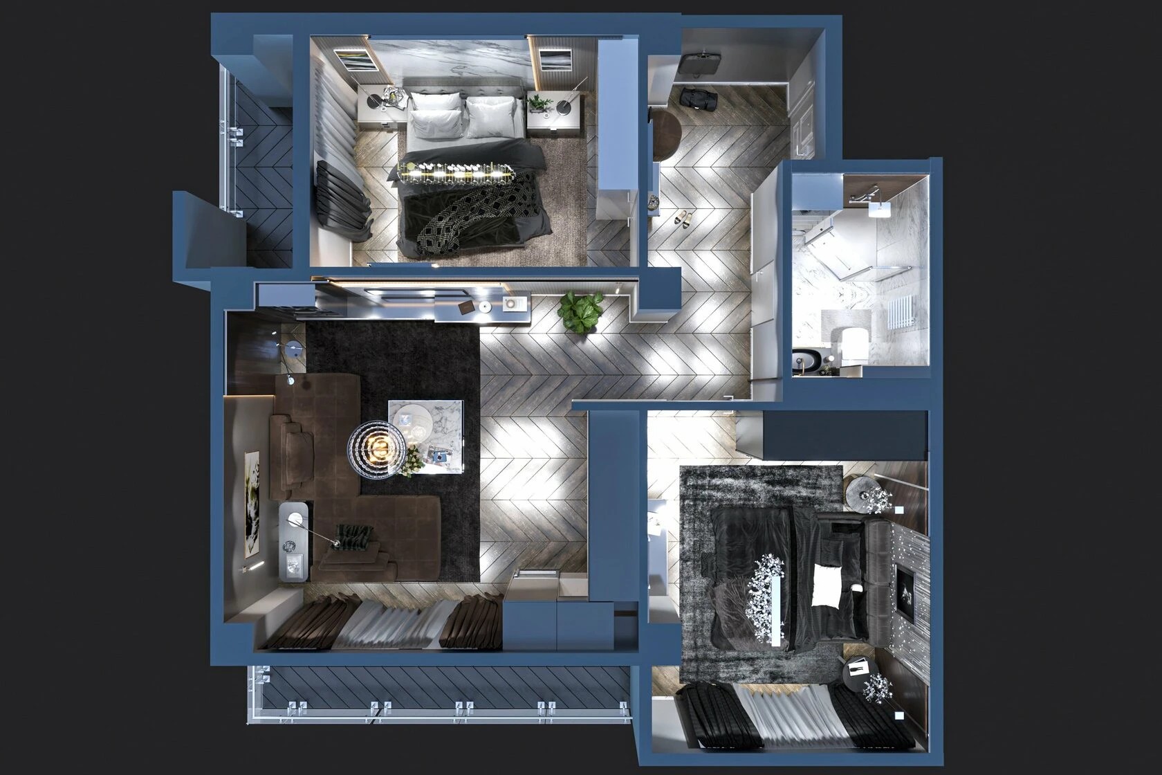 3-комнатная квартира в современном стиле с элементами неоклассики