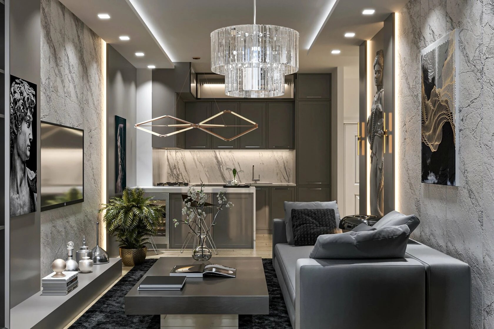 3-комнатная квартира в авторском стиле с элементами ар-деко