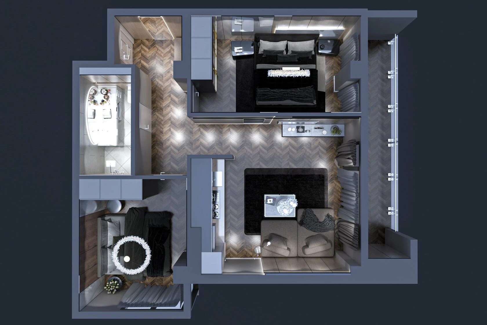 3-комнатная квартира в стиле минимализм с элементами неоклассики